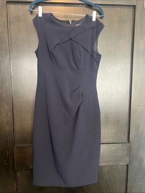 Adrianna Papell Navy Sleeveless Sheath Dress